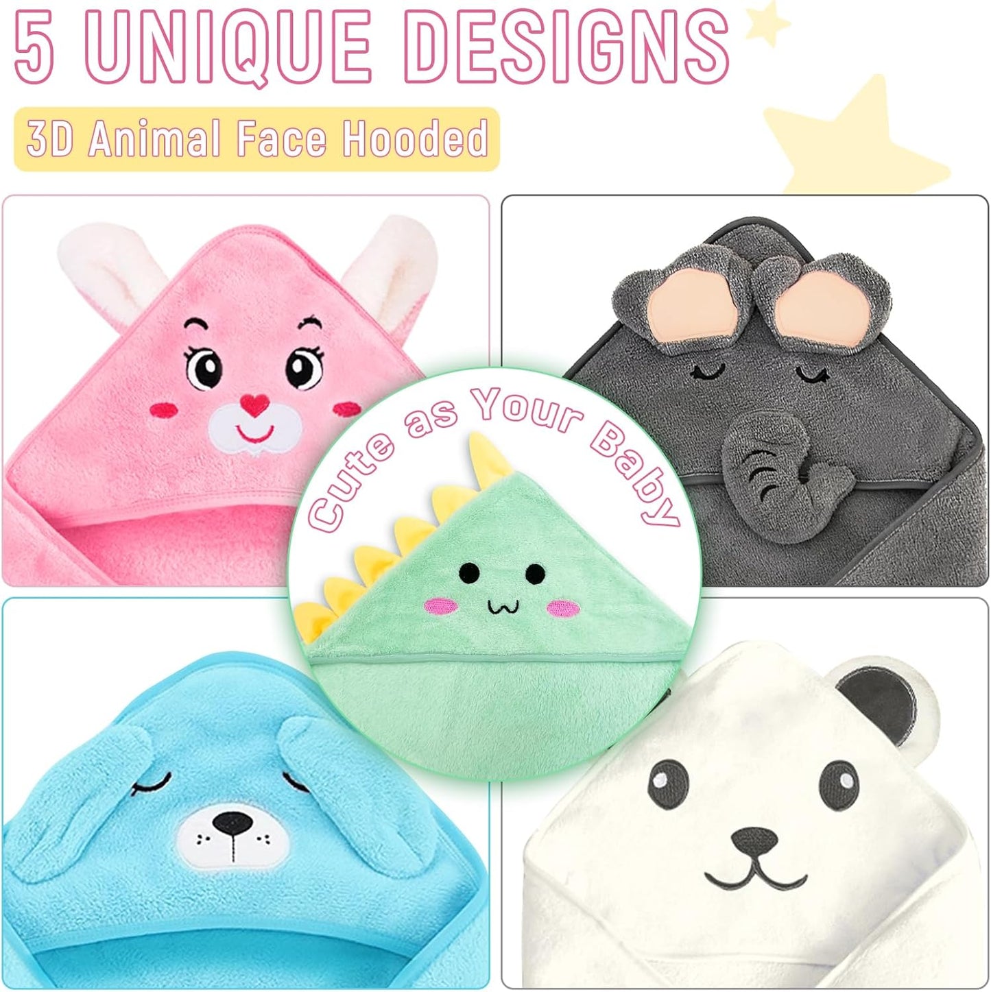 Personalized Baby Towels Hooded with Name, Custom Toddler Bath Towel with Hood for Girl Boy, Warm Swaddle Blanket, Customized Newborn Gifts - Printed (Pink Rabbit)