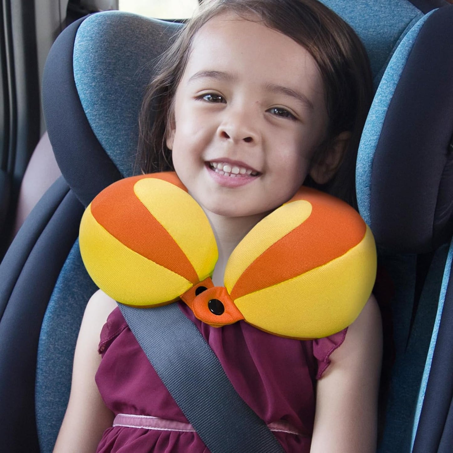 INFANZIA Kids Chin Supporting Travel Neck Pillow, Helps Support Head and Neck, Comfortably Designed for Head, Neck, and Chin Support - Gifts for Toddler/Child/Kids, Orange