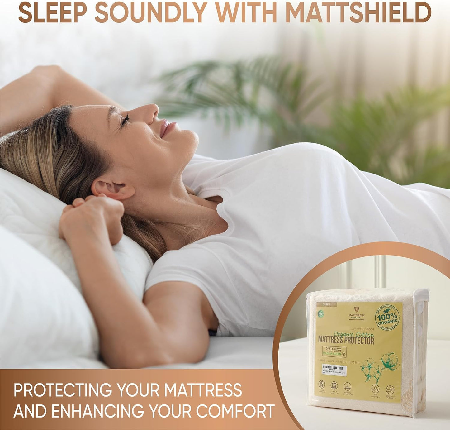 Waterproof Organic Mattress Protector California King - Organic Cotton Breathable Mattress Pad Cover - 200 GSM Comfort - Deep Pocket - Fitted Comfort