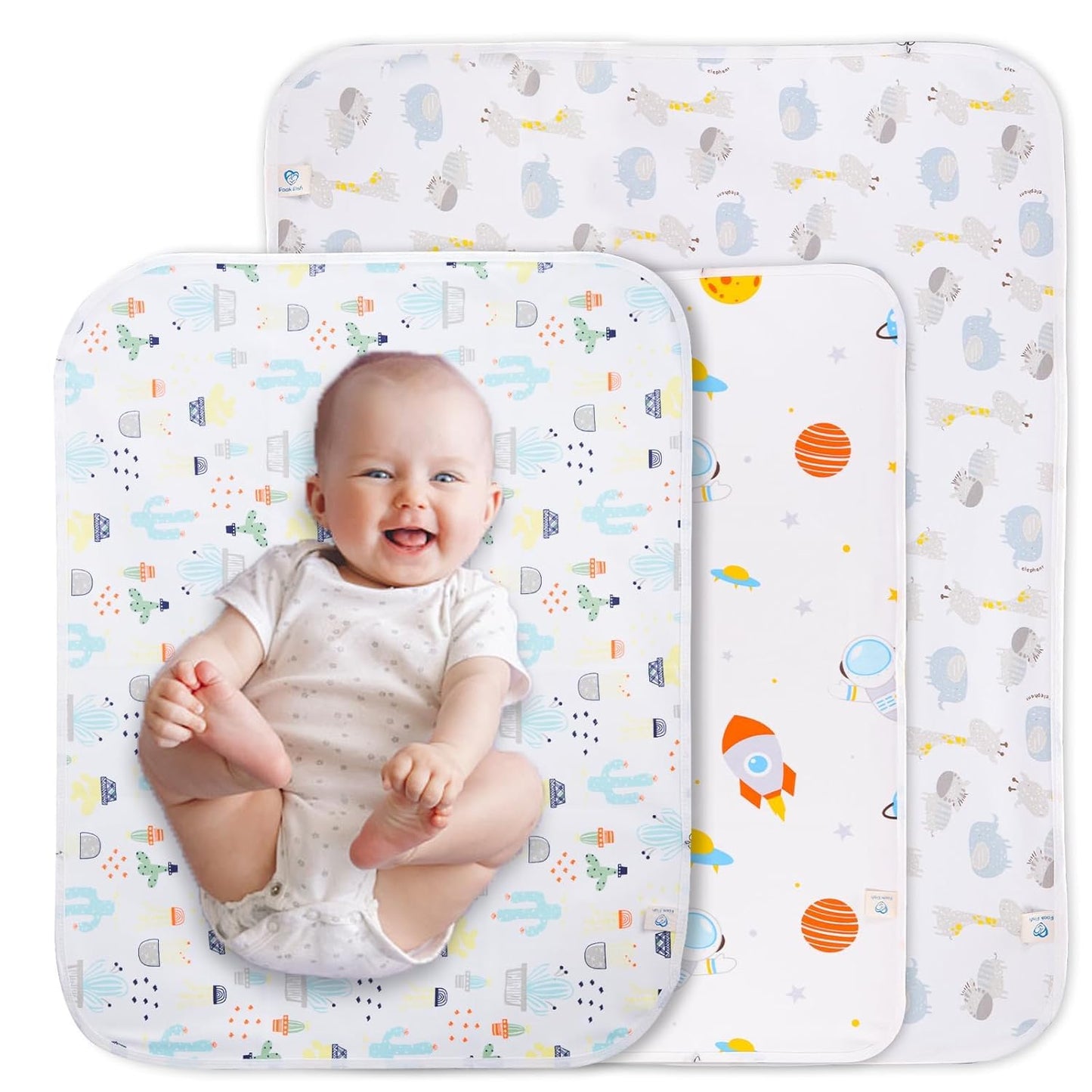 Baby Portable Changing Pad Changing Table Pads Diaper Changing mat Liners 1 Large Size 37.5x27.5 Inch and 2 Medium Size 27.5X22 inch Reusable Washable Waterproof Changing Pads for Baby 3 Pack