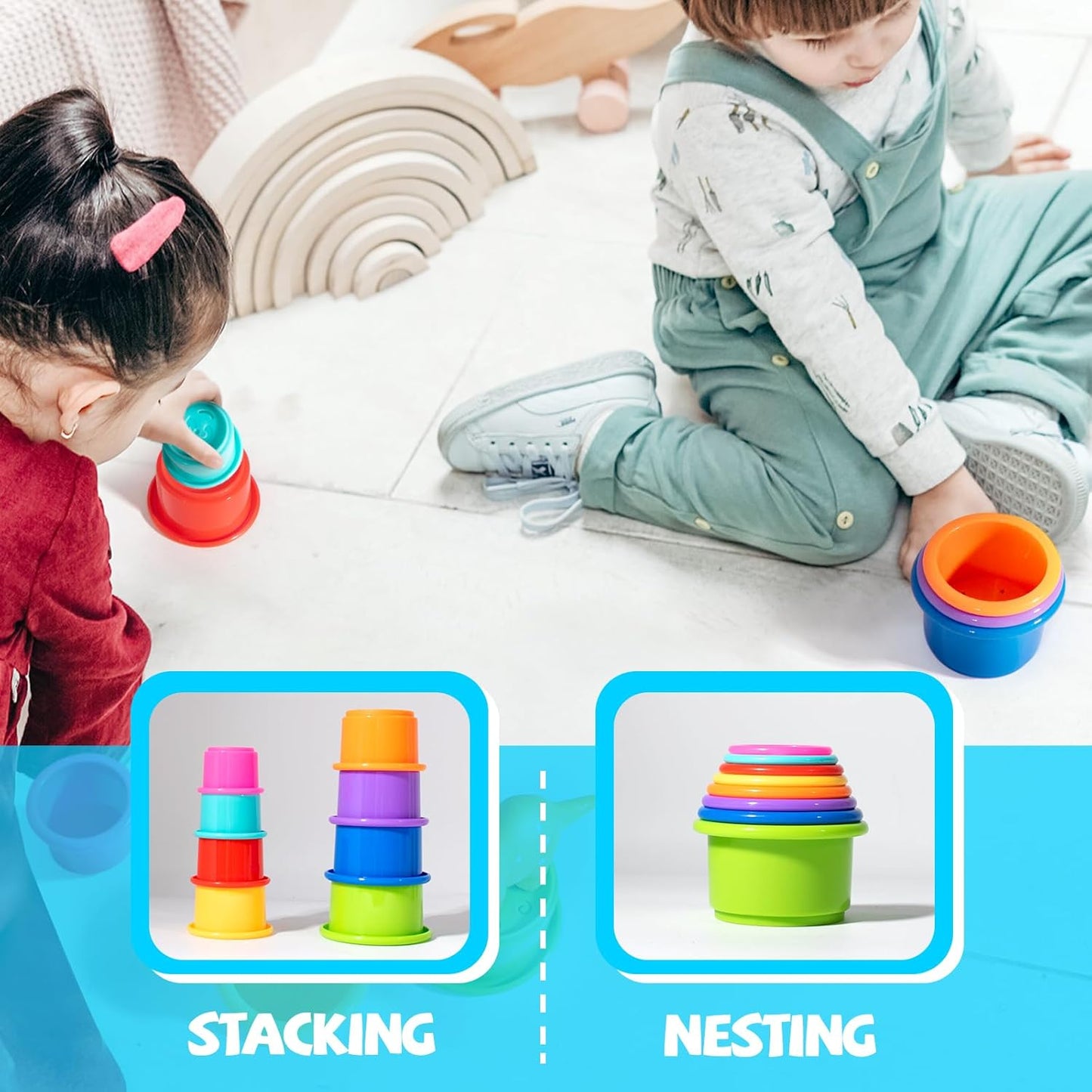 Hely Cancy No Hole Baby Dinosaur Bath Toys for Toddler, Mold Free Kids Bathtub Pool Toys (Dino+Cup)