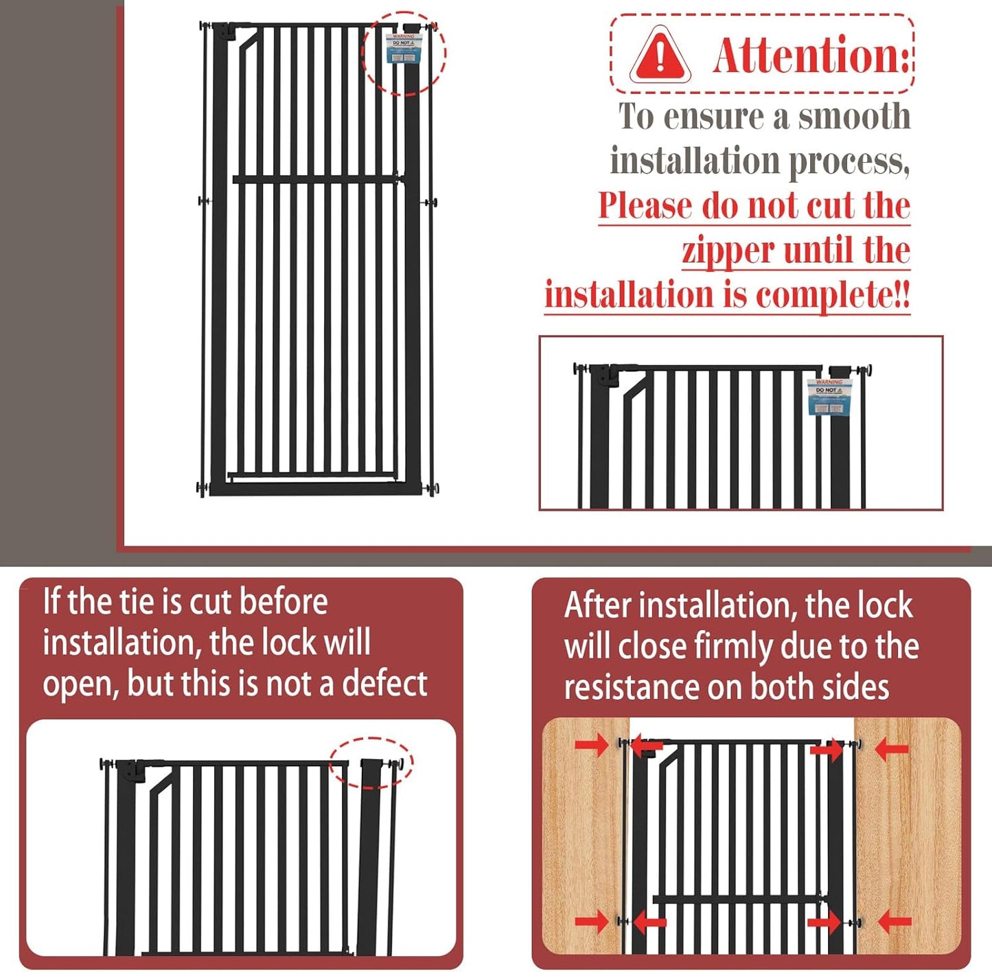 Glaf Extra Tall Pet Gate 63" Pressure Mounted Cat Door Safety Metal Cat Gate Adjustable Width Dog Door Auto-Close Dog Gates for Doorways, Stairs, Kitchen, Hallway (Black, 29.92-33.46")