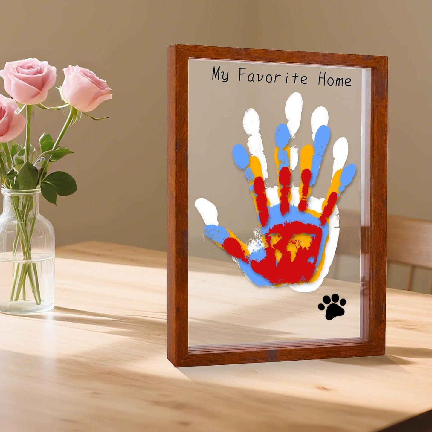 Family Handprint Kit - DIY Baby Handprint and Footprint Keepsake Frame for Newborns & Toddlers, 6 Colors