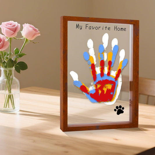 Family Handprint Kit - DIY Baby Handprint and Footprint Keepsake Frame for Newborns & Toddlers, 6 Colors