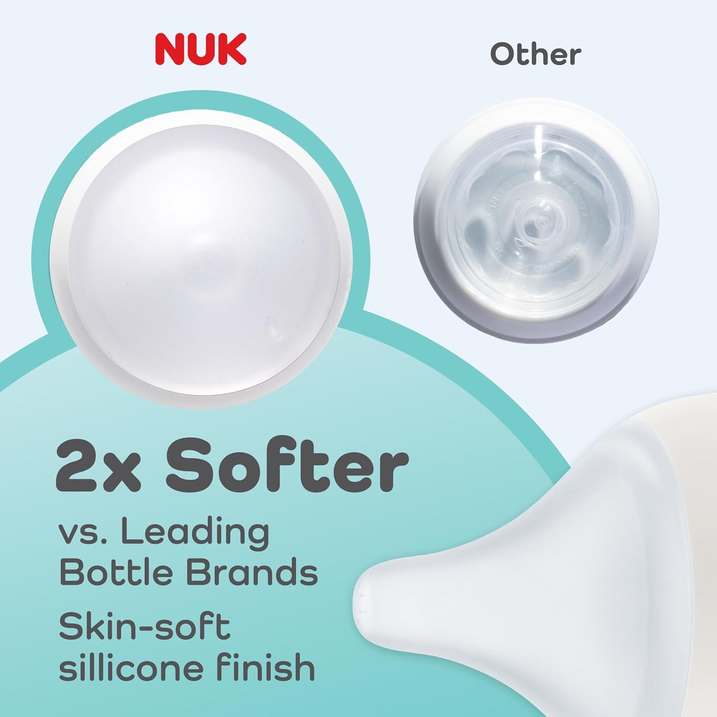 NUK Perfect Match 2-in-1 Natural and Anti-Colic Bottle with Slow Flow, Wide, Adaptable Nipple, 5oz., 2 Pack