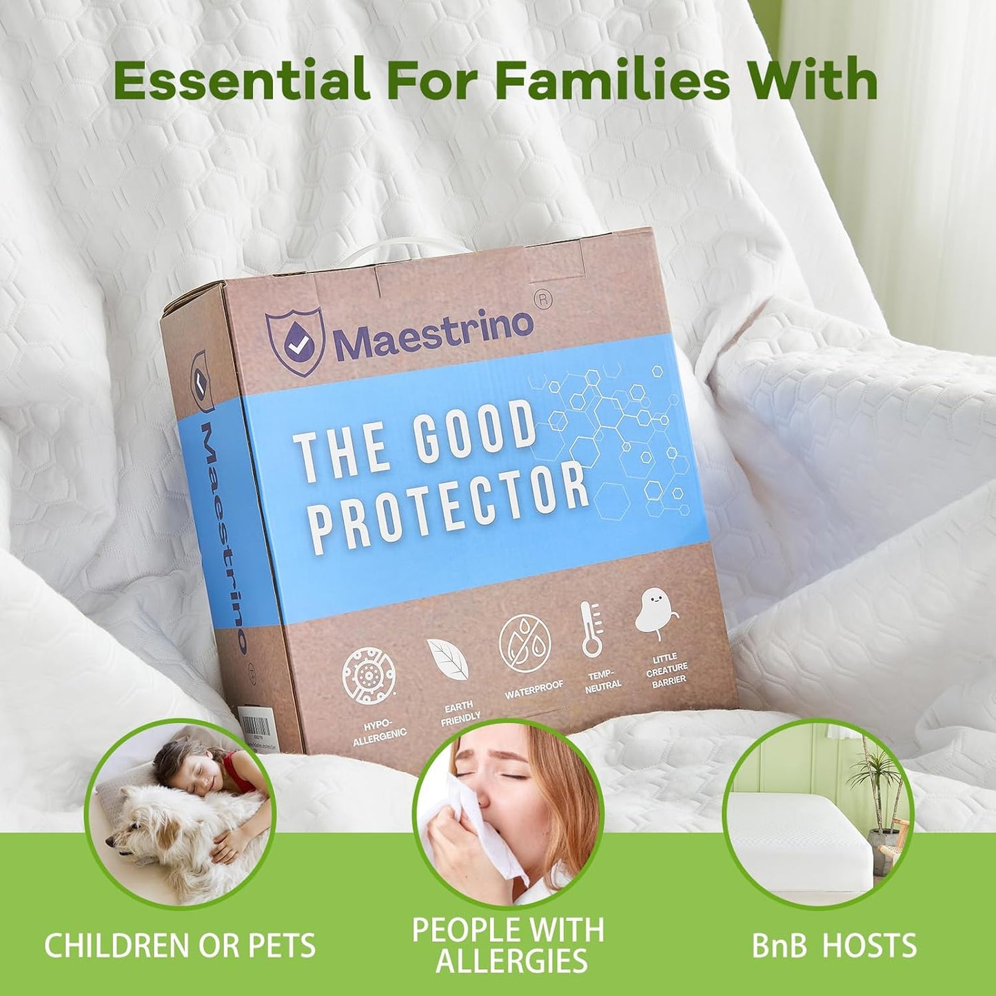 Premium Tencel Twin Size Mattress Protector in White, Natural and Skin Soft, Enjoy Our Waterproof Mattress Cover Fitted with A Deep Pocket, Hypoallergenic, Breathable, Noiseless and Absorbent