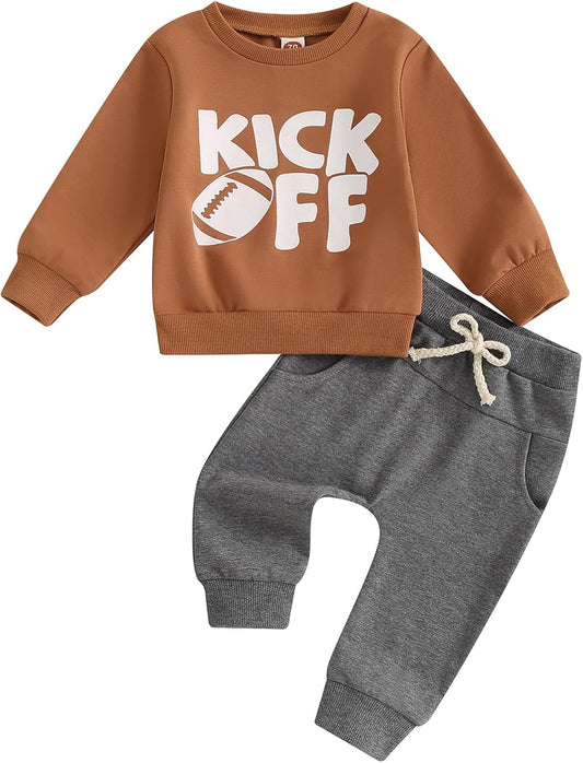 Baby Boy Clothes Fall 6 12 18 24 Months Football Long Sleeve Pullover Tops & Pant Sets Toddler Winter Outfits