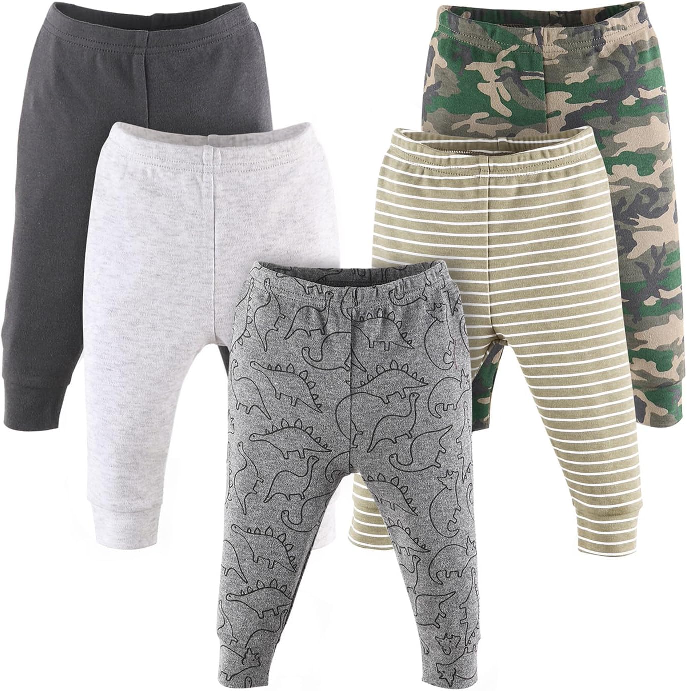 The Peanutshell 5 Pack Baby Boy or Girl Pants Set - 100% Cotton Toddler Pants, 0-24 Months for Toddlers & Babies - Dinosaur