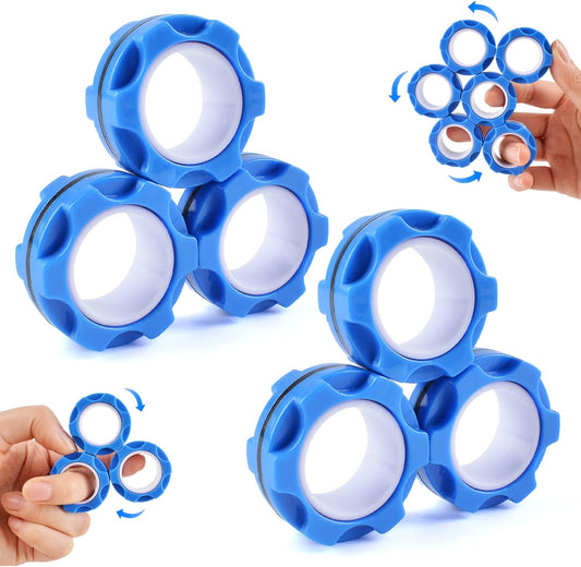 6PCS Magnetic Rings, Colorful Magnetic Ring Fidget Toys, ADHD Anxiety Relief Decompression Finger Magnetic Ring,Funny Gifts Kids Magnetic Spinner Ring for Boys Girl