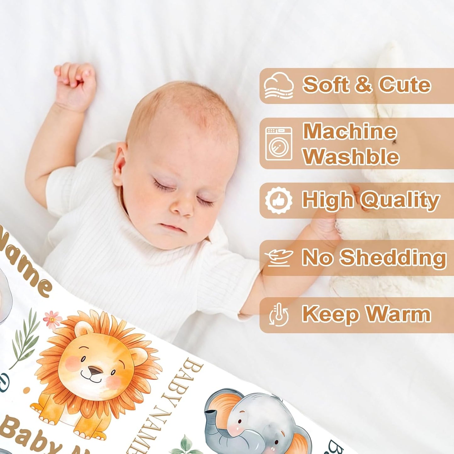 Ship Next Day, Personalized Baby Blanket – Printed in USA, Custom Baby Blanket for Boys & Girls, Baby Blanket with Name, Baby Shower, Easter, Christmas, Birthday Newborn & Toddler Gifts, Baby Gifts