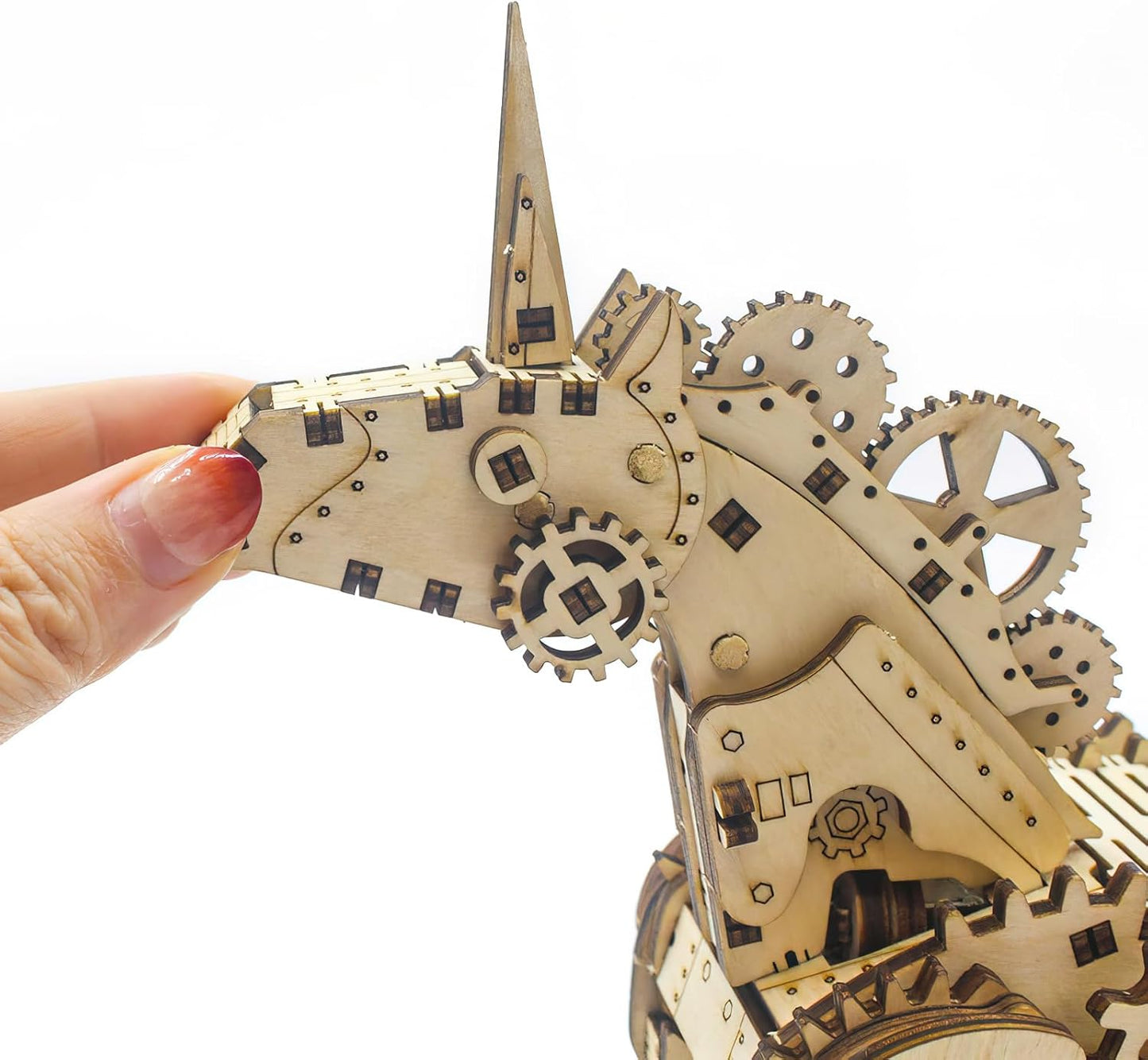 3D Wooden Puzzle Unicorn Mechanical Horse Model Set - Brain Teaser Game - DIY Educational Toy - Eco-Friendly Construction Kit - Perfect Desk Toy and Display Gift for Boys and Girls