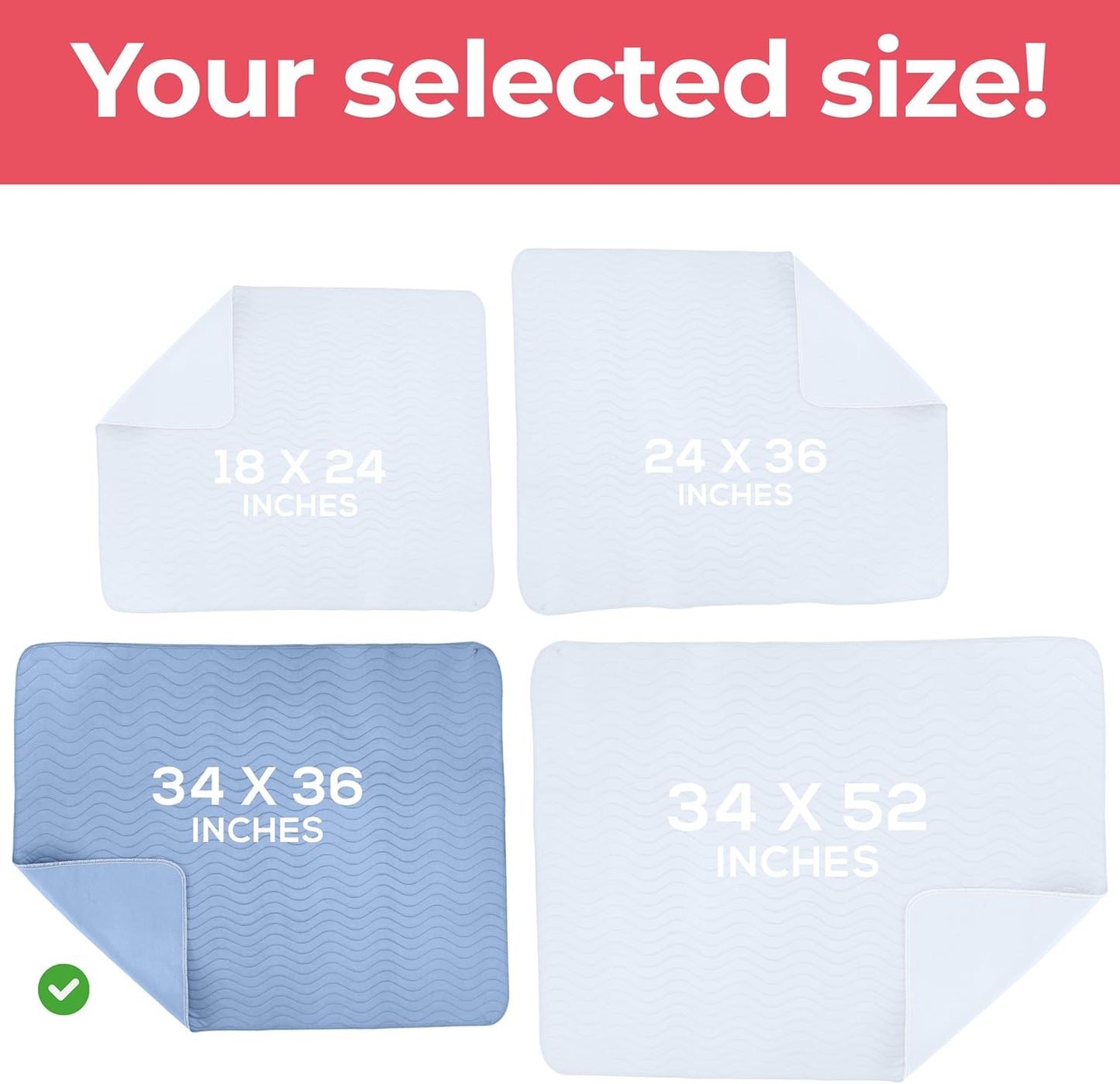 Utopia Bedding Waterproof Incontinence Bed Pads 34 x 36 Inches (Pack of 40, Blue), Washable and Reusable Underpads for Adults, Elderly and Pets, Absorbent Protective Pads