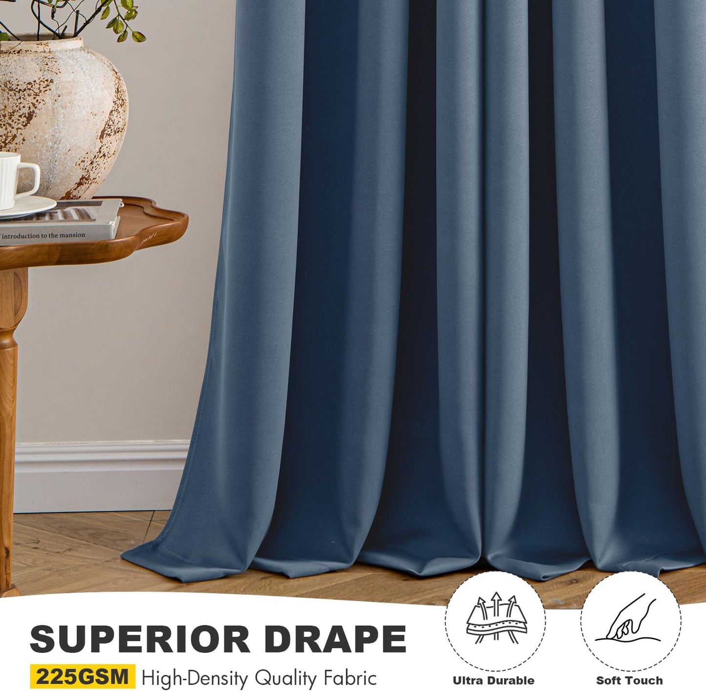 MIULEE Short Curtains for Windows - Stone Blue Blackout Half Window Curtains Thermal Insulated Privacy Drapes for Kitchen Bedroom Bathroom Grommet Top Small Basement Tiers W40 x L36 Inch 2 Panels