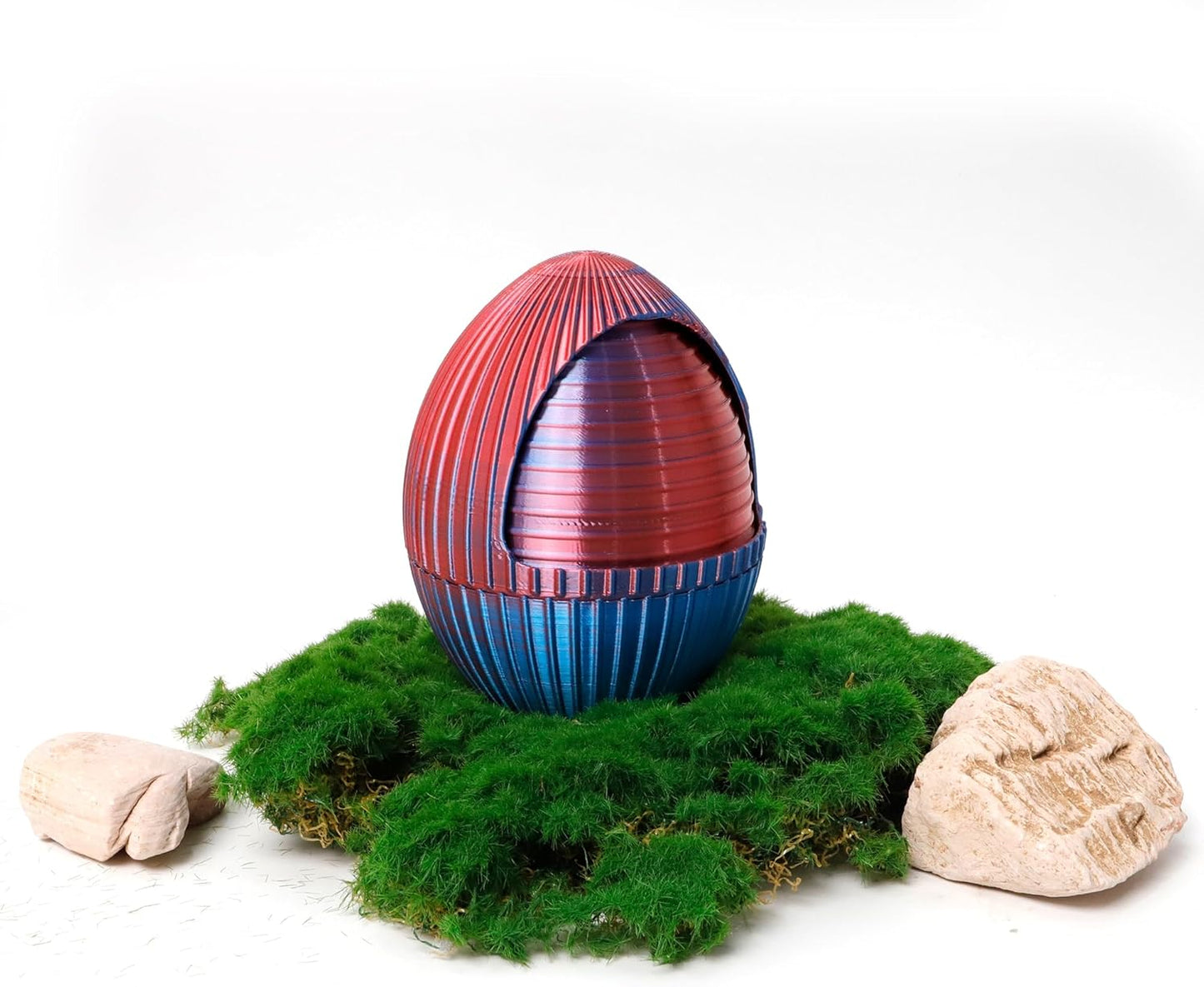 3D Printed Egg with Snake Inside - 24inch Flexible Snake, Cute Rotary Animal Egg, 3D Printed Gift, Figure Decoration, ADHD(Red Mix Blue)