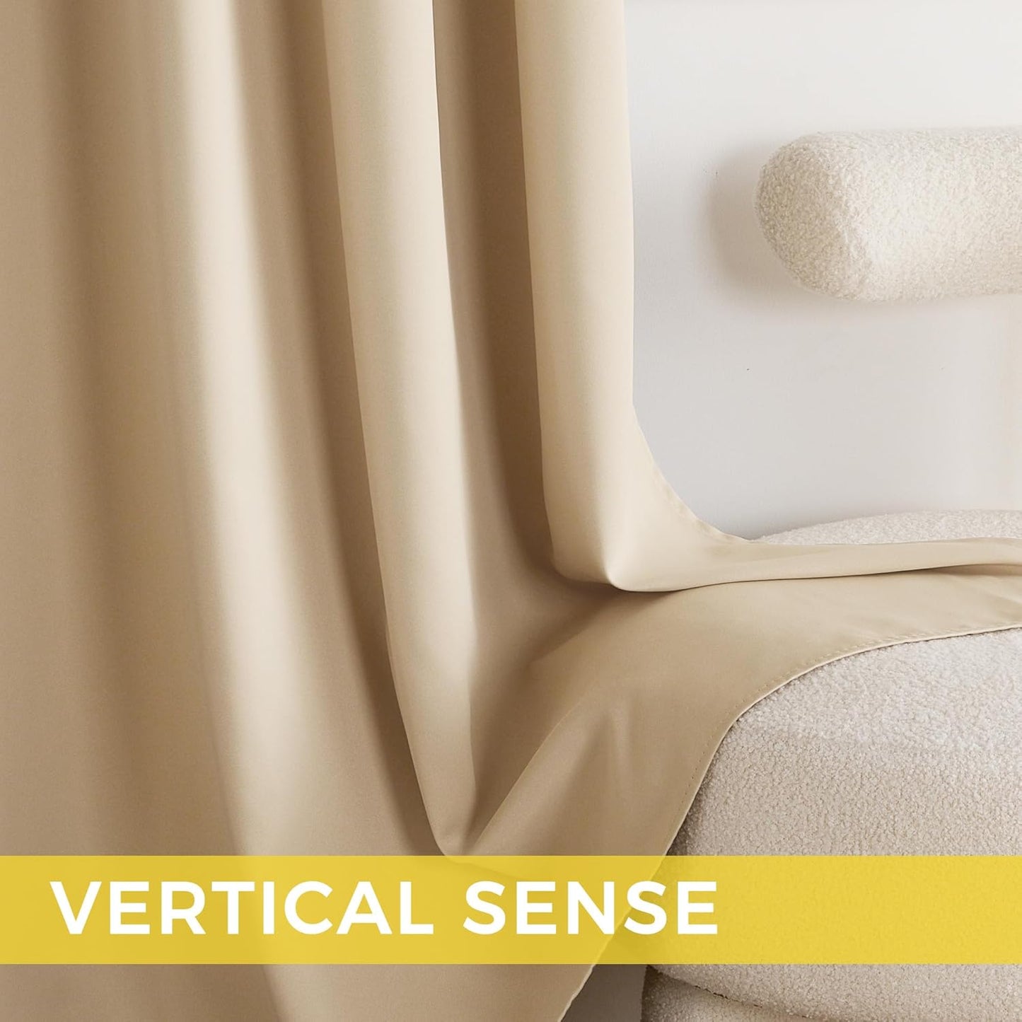 NICETOWN Biscotti Beige Privacy Drapes - Grommet Top Thermal Insulated Shades for Bedroom, Yard, Closet, Pantry, Garage - Lightweight, 2-Pack, W52 x L63