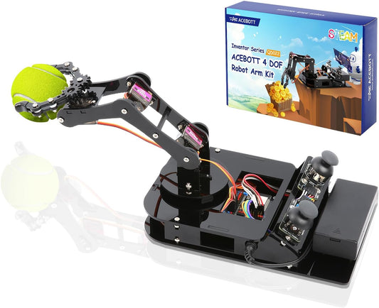 4 DOF ESP32 Robotic Arm Kit for Kids 8-12, Robotics Kit App Remote Control Robot Toys Compatible with Arduino, STEM Educational DIY Robot Arm Kit Gift for Teenagers & Adults