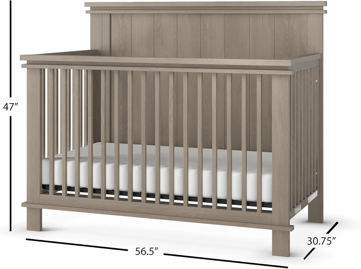 Child Craft Denman 4-in-1 Convertible Crib, Baby Crib Converts to Day Bed, Toddler Bed and Full Size Bed, 3 Adjustable Mattress Positions, Non-Toxic, Baby Safe Finish (Crescent Gray)