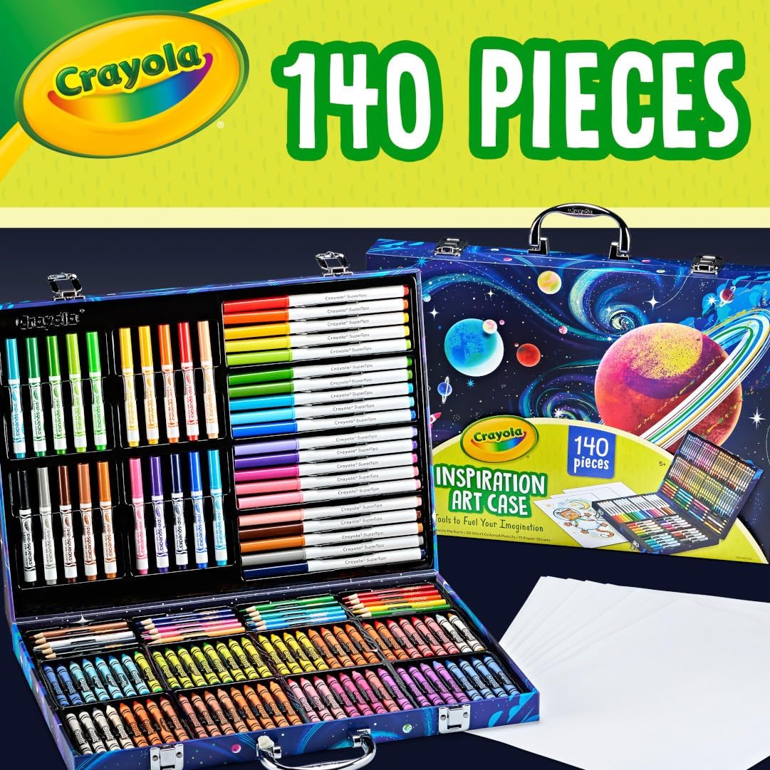 Crayola Inspiration Art Case Coloring Set, 140pc Space Theme – Art Kit for Kids, Crayons, Markers, Pencils, Gift for Boys & Girls, Ages 5, 6, 7, 8 [Amazon Exclusive]