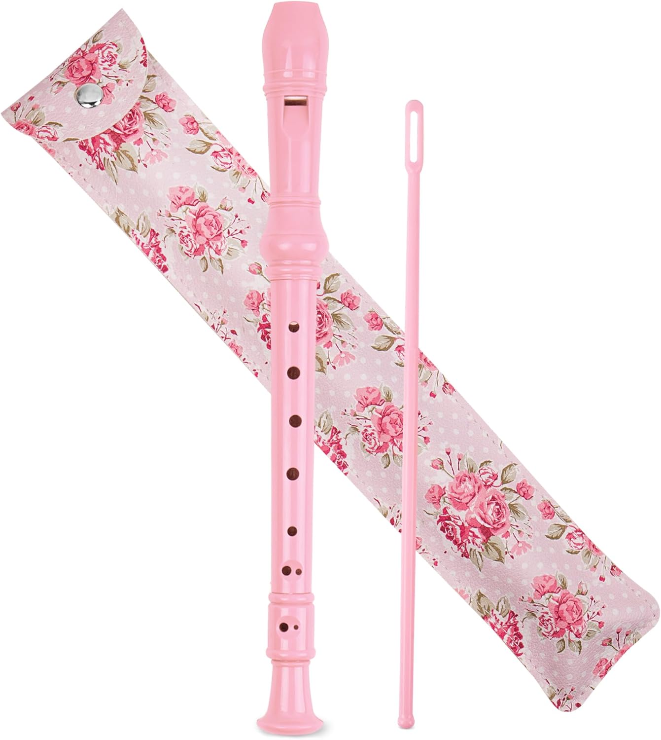 Recorder Instrument for Beginner Kids Adults,8-Hole Soprano Descant Recorder Music Flute with with Cleaning Rod & Leather Case For School Student Home Entertainment(2-Pink Rose)