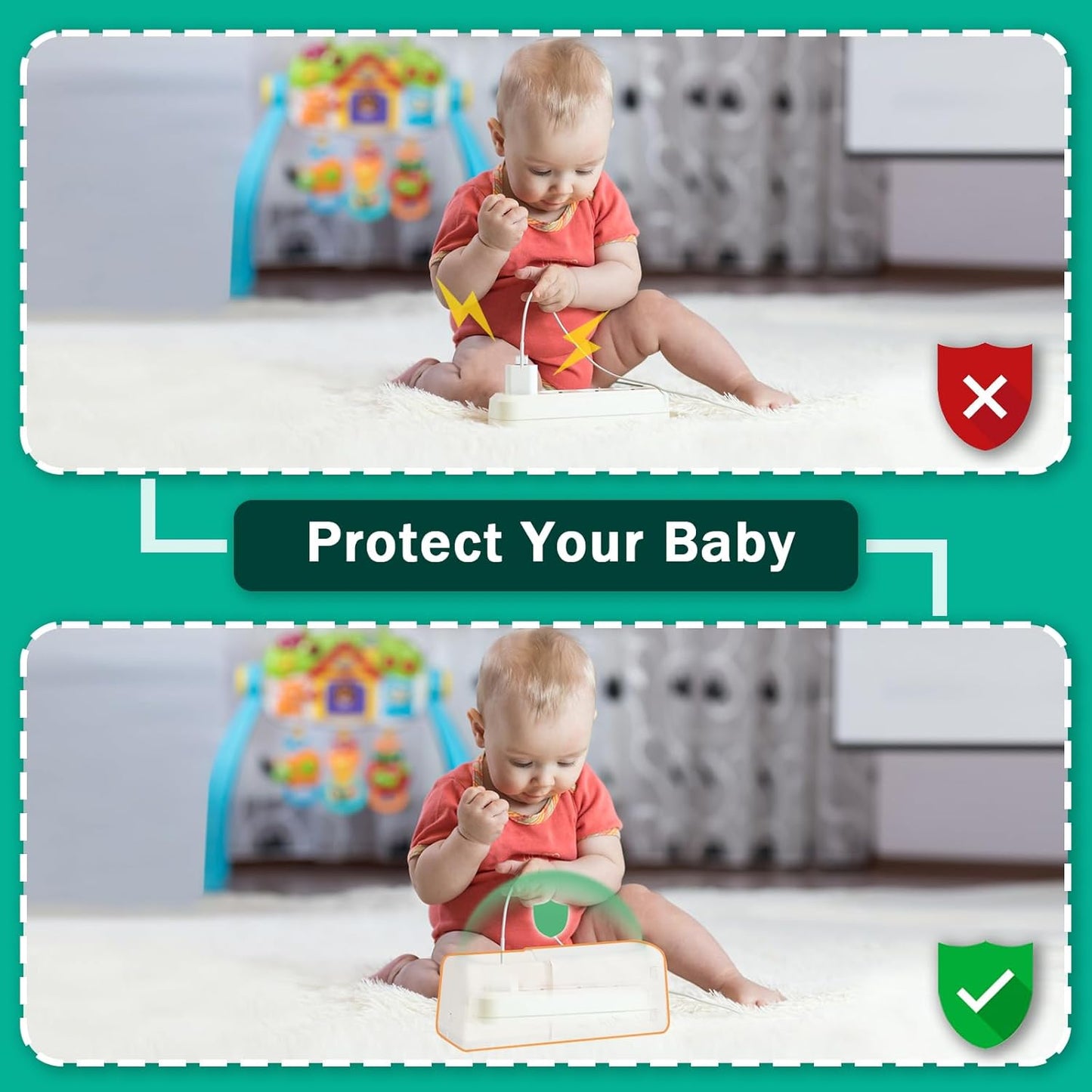 Improved Power Strip Cover Box(1 Pack) 丨Outlet Covers Baby Proofing丨Baby Safety Products丨Adjustable Length Childproof Outlet Cover丨Preventing Toddlers from Touching Sockets丨Fits Most Sockets., White