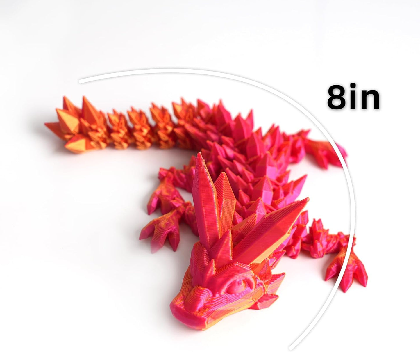 Dragon Egg - Surprise Egg with 8” Pearly Sheen Dragon Inside, 3D Printed Gift, Articulated Dragon Toy for Birthday, Home Decor (8” Red Mix Gold)