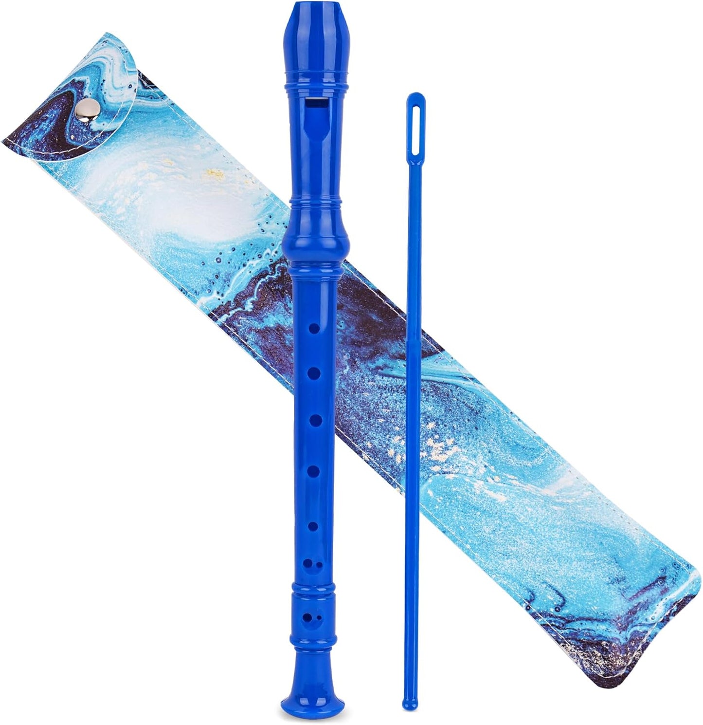 Recorder Instrument for Beginner Kids Adults,8-Hole Soprano Descant Recorder Music Flute with with Cleaning Rod & Leather Case For School Student Home Entertainment(2-Blue Quicksand)