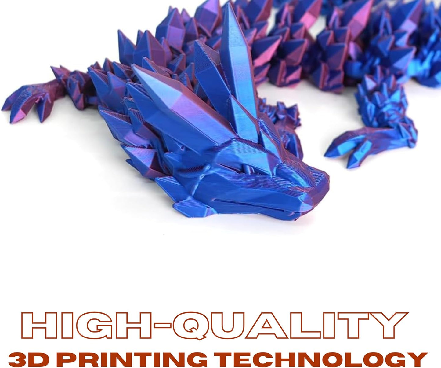 3PCS 3D Printed Dragon Fidget Toy, Full Articulated Dragon Crystal Dragon, Home Office Decor Executive Desk Toys, Fidget Toys for Autism/ADHD