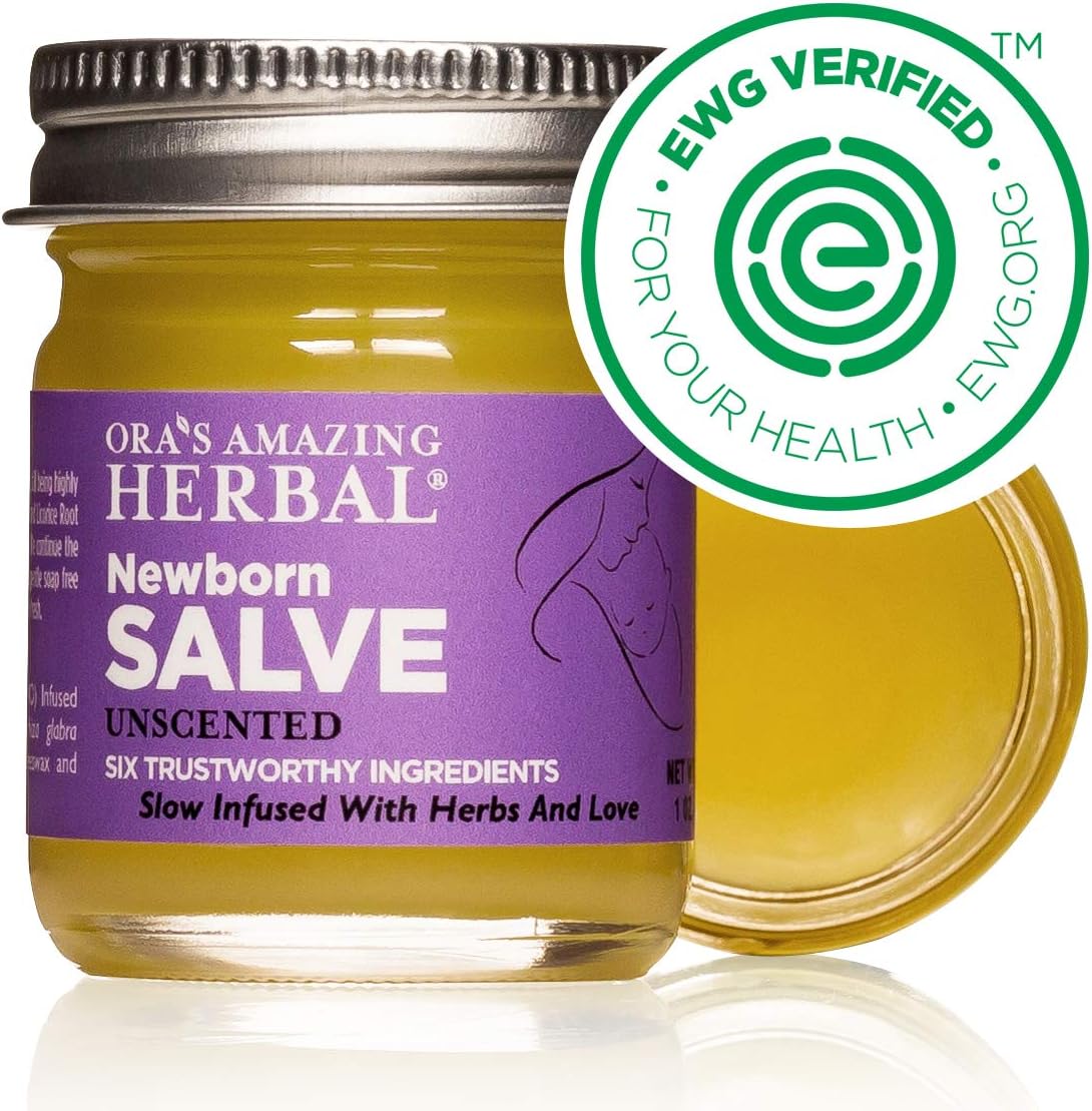 Ora's amazing Herbal, Newborn Salve, Diaper Rash Cream, Calendula Baby Balm, EWG Verified Baby Ointment, Acne Eczema, Butt Cream, Infant Massage, Natural Paraben Free, Good for Sensitive Skin 1 & 4 oz