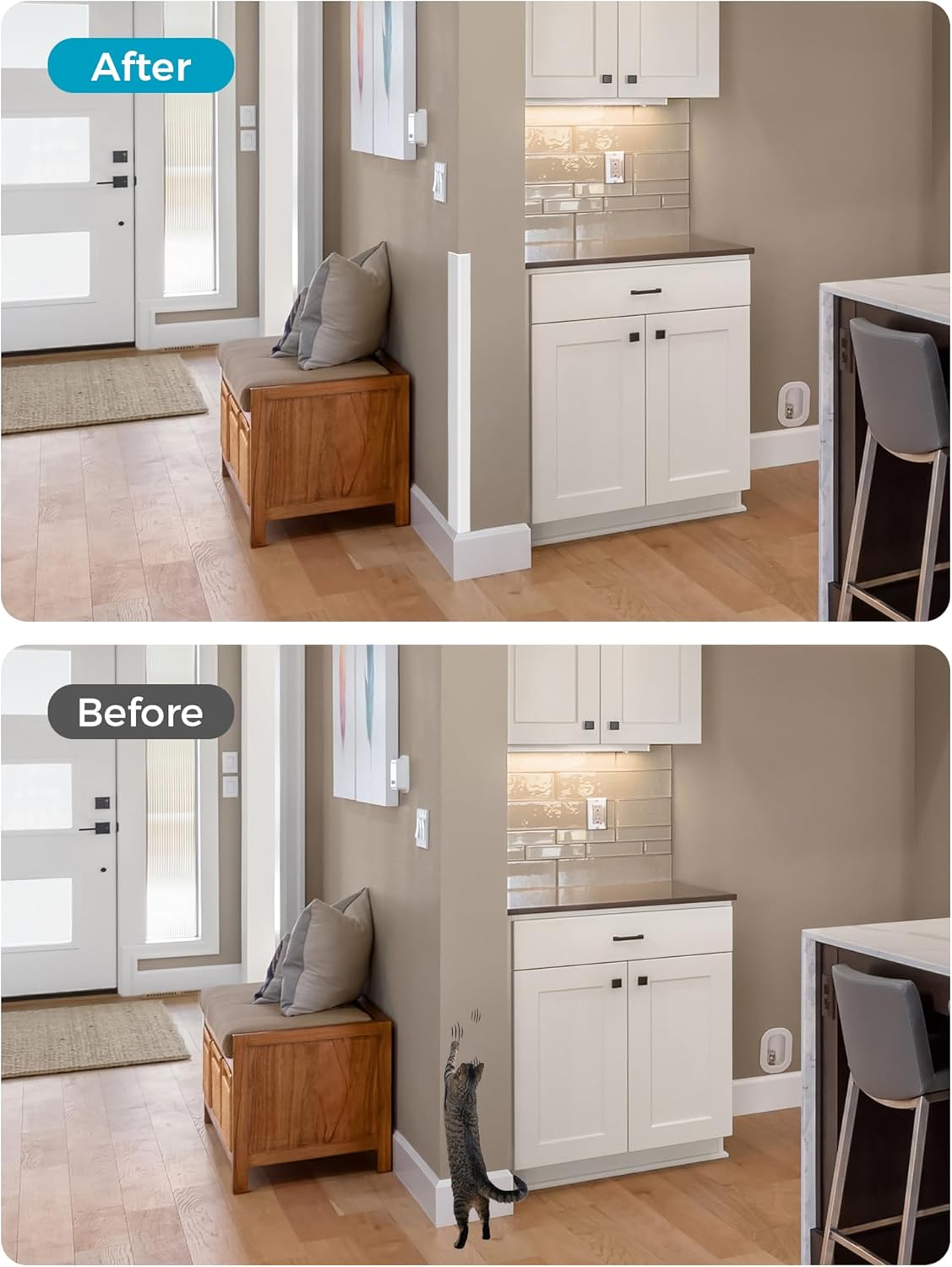 MONOID Wall Corner Protector, 2 PCS Furniture Edge Protection, PC Anti-Bump Guards Avoid Scratching Corner Trim for Door Frame, Table, Countertop, Stair, Self-Adhesive, White, 1.97IN×35.43IN/5CM×90CM