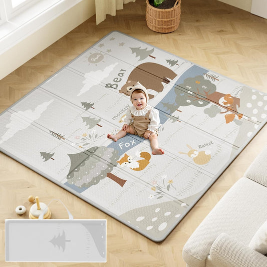 Fodoss Baby Play Mat, 59x59inch Play Mat, 0.4 in Thick Waterproof Playmat for Babies,Kids Foam Play Mat,Waterproof, Carlwing Mat for Baies, Neutral Design Play Mat