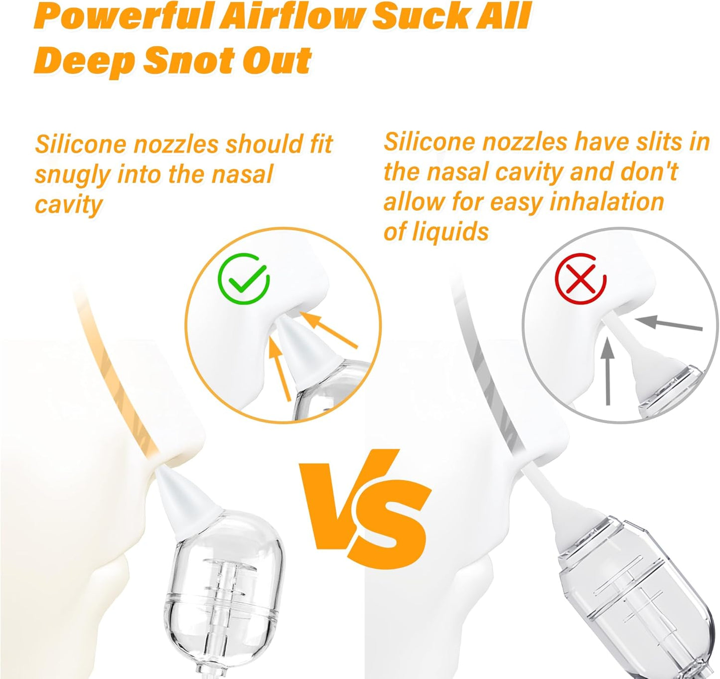 TopQuaFocus Electric Baby Nasal Aspirator, Nose Sucker for Toddler, 9 Levels Suction Power for Children's Nasal Cleans, Soothing Night Light and Nursery Rhyme, 5 Silicone Tips