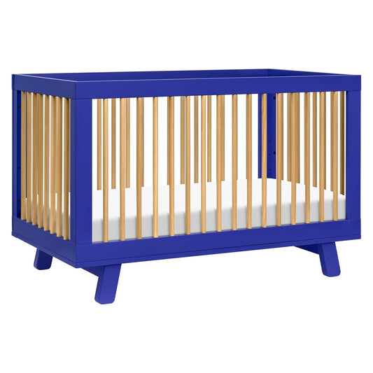 Babyletto Hudson 3-in-1 Convertible Baby Crib with Toddler Bed & Daybed Conversion - Strong, Durable & Easy to Assemble - GREENGUARD Gold Certified w/ 4 Adjustable Mattress Heights - Cobalt and Honey