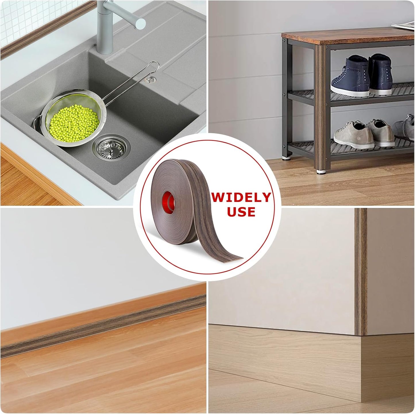 Flexible Wall Corner Protector Moulding Trim Peel and Stick Wall Corner Guards Edge Protector Self Adhesive Molding Trim Strip for Edge Ceiling (Smoked Brown Wood Grain, 0.8 in x 40 Ft)