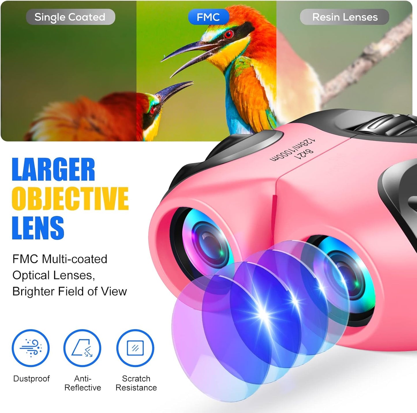 LET'S GO! Binocular for Kids, Compact High Resolution Shockproof Binoculars