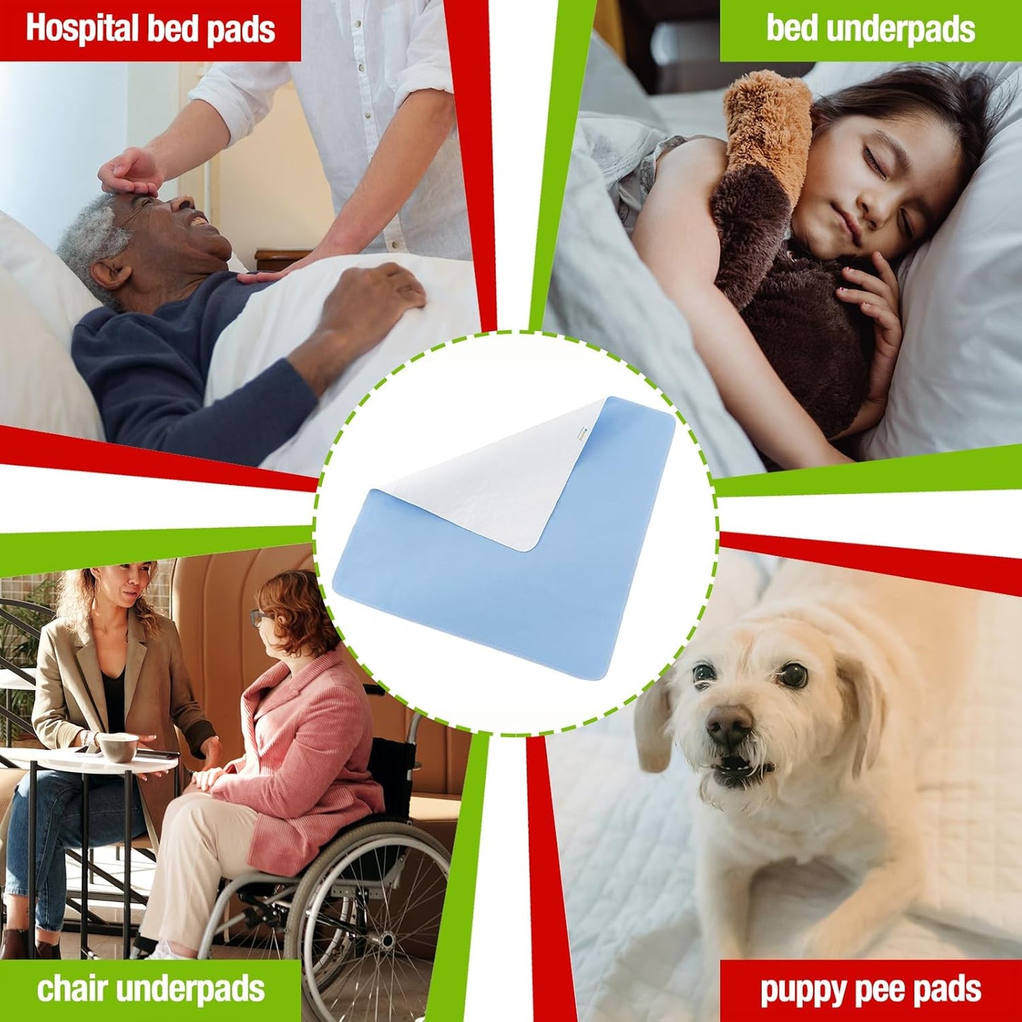 Bamuho 2 Pack Pee Pads for Kids 34"x 36", Washable Potty Training Bed Pads for Toddlers with 4 Layers of Protection, Waterproof Bed Pads Great for Children, Adults and Pets