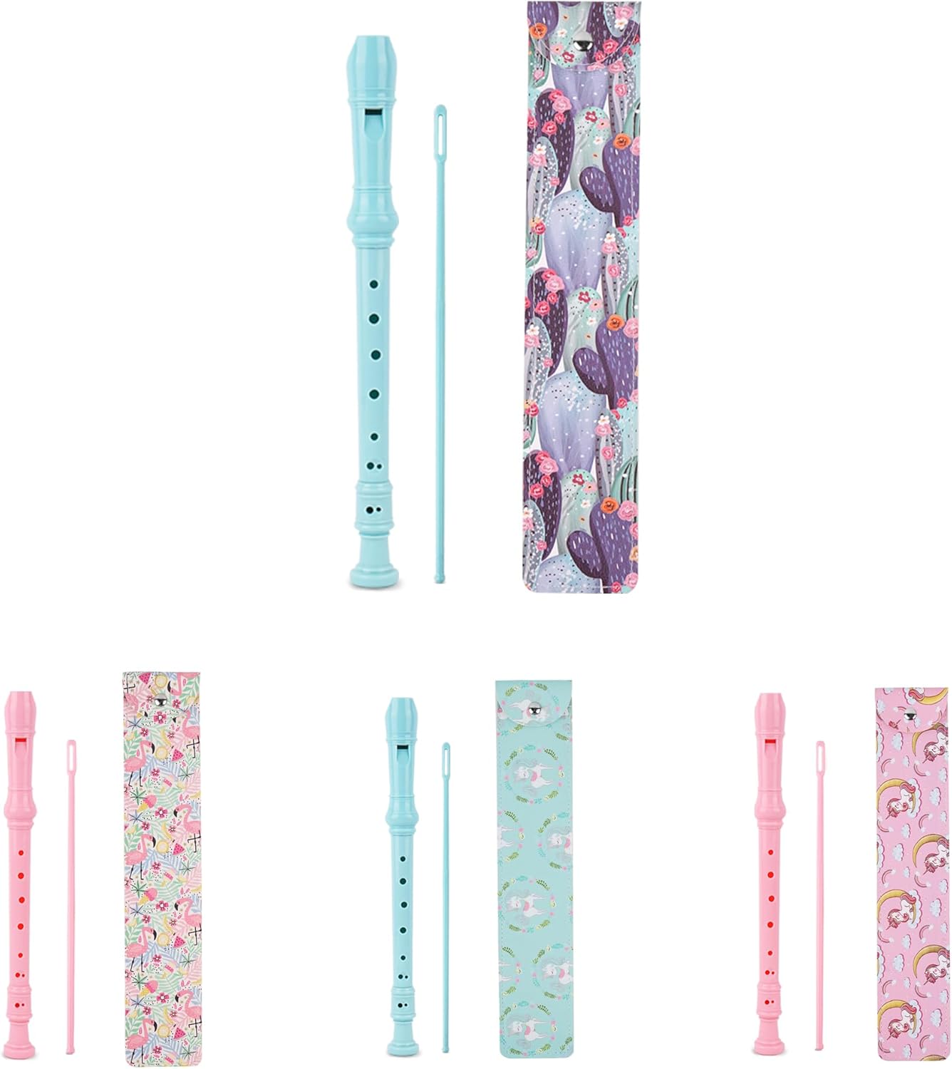 Recorder Instrument for Beginner Kids Adults,8-Hole Soprano Descant Recorder Music Flute with with Cleaning Rod & Leather Case For School Student Home Entertainment(2-Cactus)