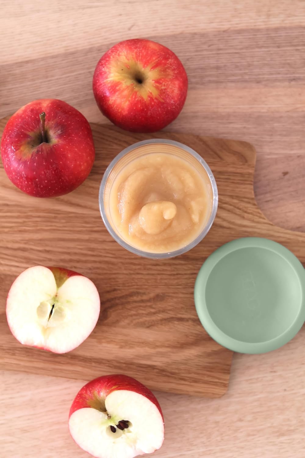 BEABA 8 oz Glass Baby Food Jars with Soft Silicone Air Tight Lids, Glass Storage Containers with Lids, Microwave and Freezer Safe Containers, Sage