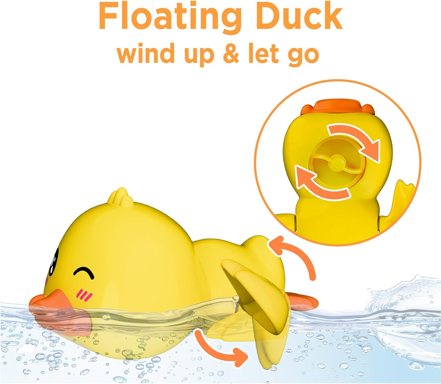 iPlay, iLearn Baby Duck Bath Toy, Toddler Bathtub Suction Water Spinner Gear, Kid Shower Fishing Game W/ Net, Light up Animal, Wind up Swimming Duck, Birthday Gift 6 9 12 Month 1 2 3 Year Old Boy Girl