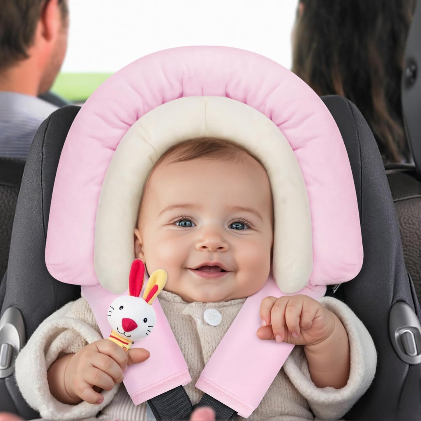 COOLBEBE New Babybody Support & Strap Covers Set for Newborn Infant Toddler- Extra Soft Stroller Cushion Pads Car Seat Insert, Perfect for Carseats, Strollers, Swings, Pink