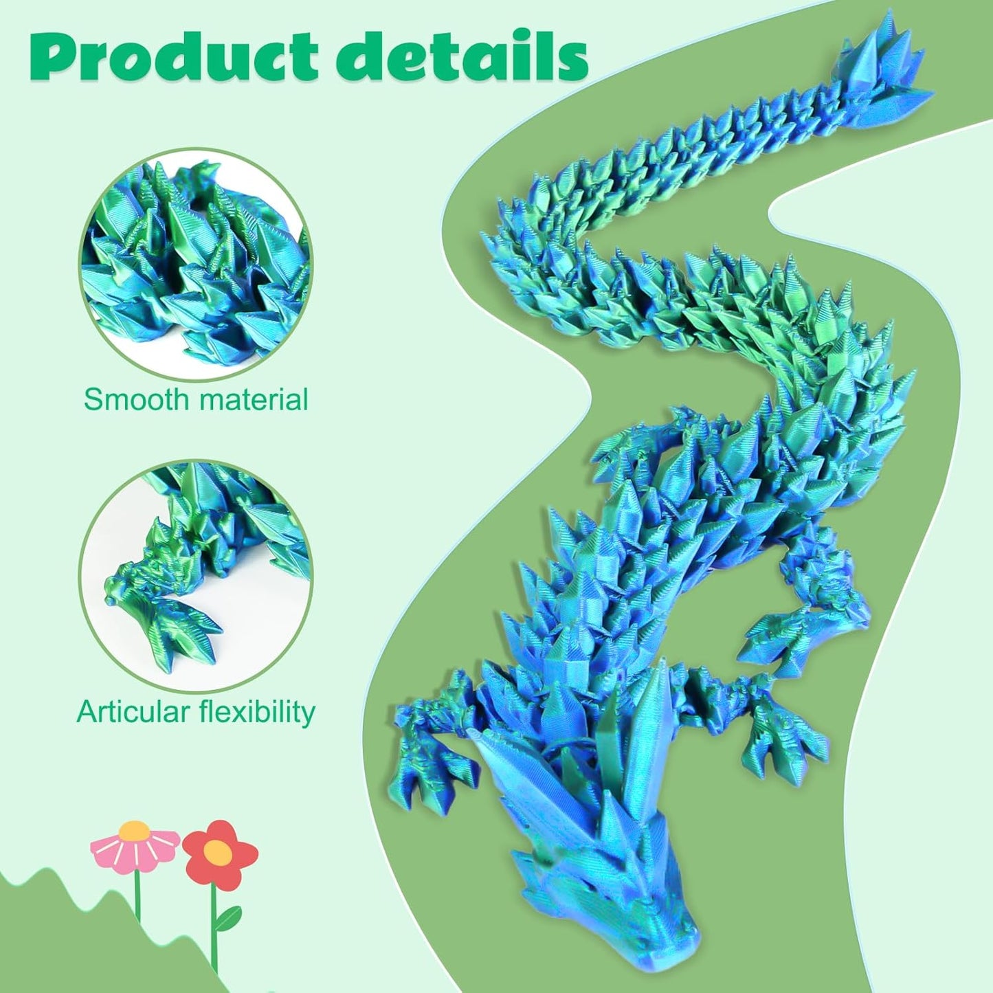 Dragon Eggs with Dragon Inside, 3D Printed Surprise Funny Gifts for Kids, Articulated Dragon Fidget Toys for Adults, Executive Desk Toys Office Room Décor (Christmas Green, M-Size)