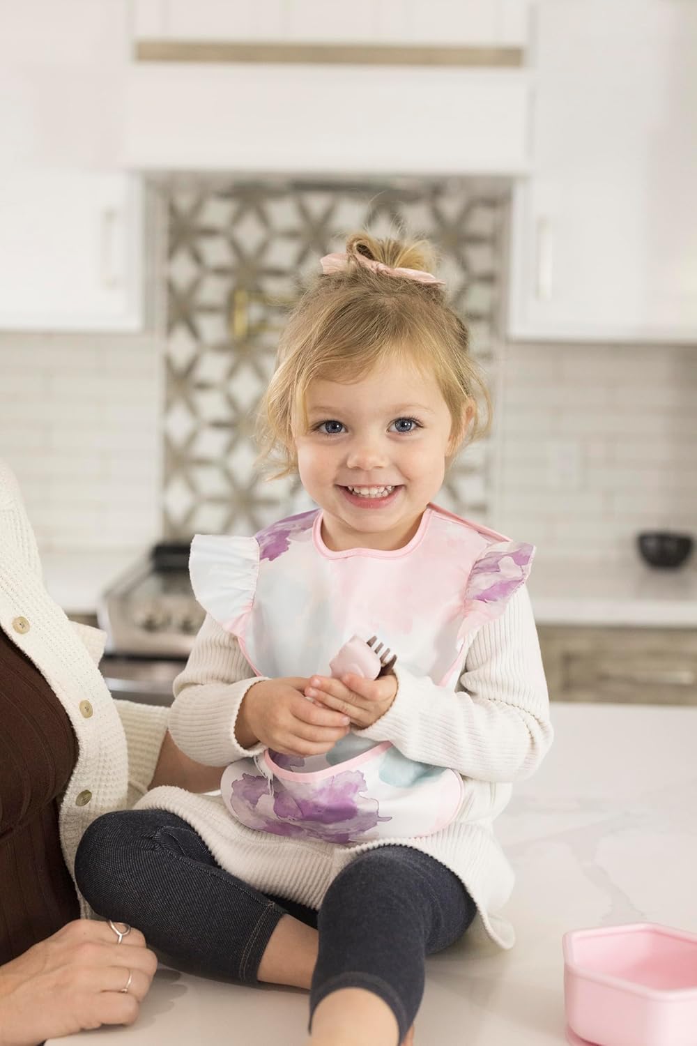 Tiny Twinkle Mess Proof Baby Bibs for Eating - Waterproof, Wipeable Bibs - Toddler Bibs - Travel Friendly - PFAS, PVC, BPA, Phthalate Free - Baby Food Bibs(3 Pack,Cotton Candy)