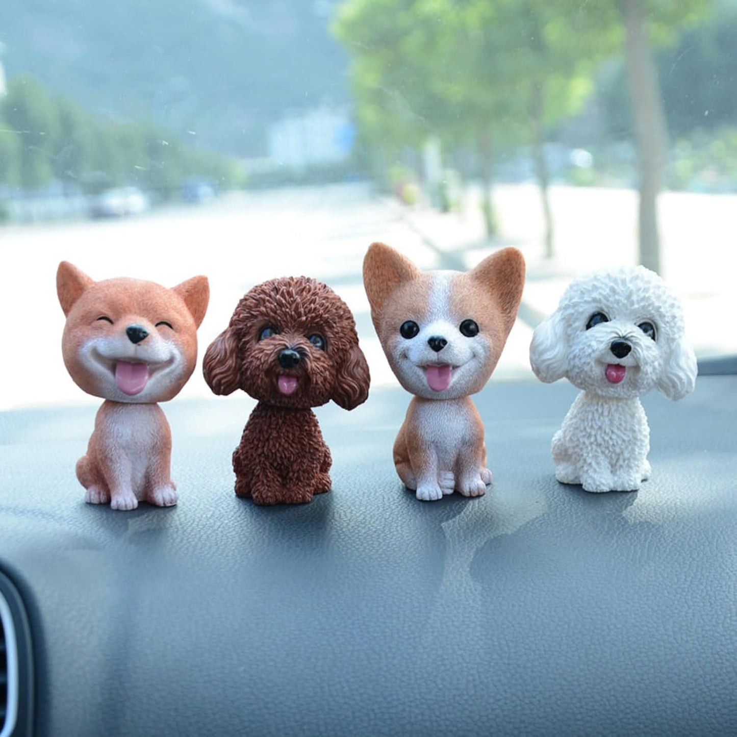Resin Bobbing Head Dog Figurines Mini Bobblehead Puppy for Home Office Desk Car Dashboards Decor Ornaments (Shibainu)