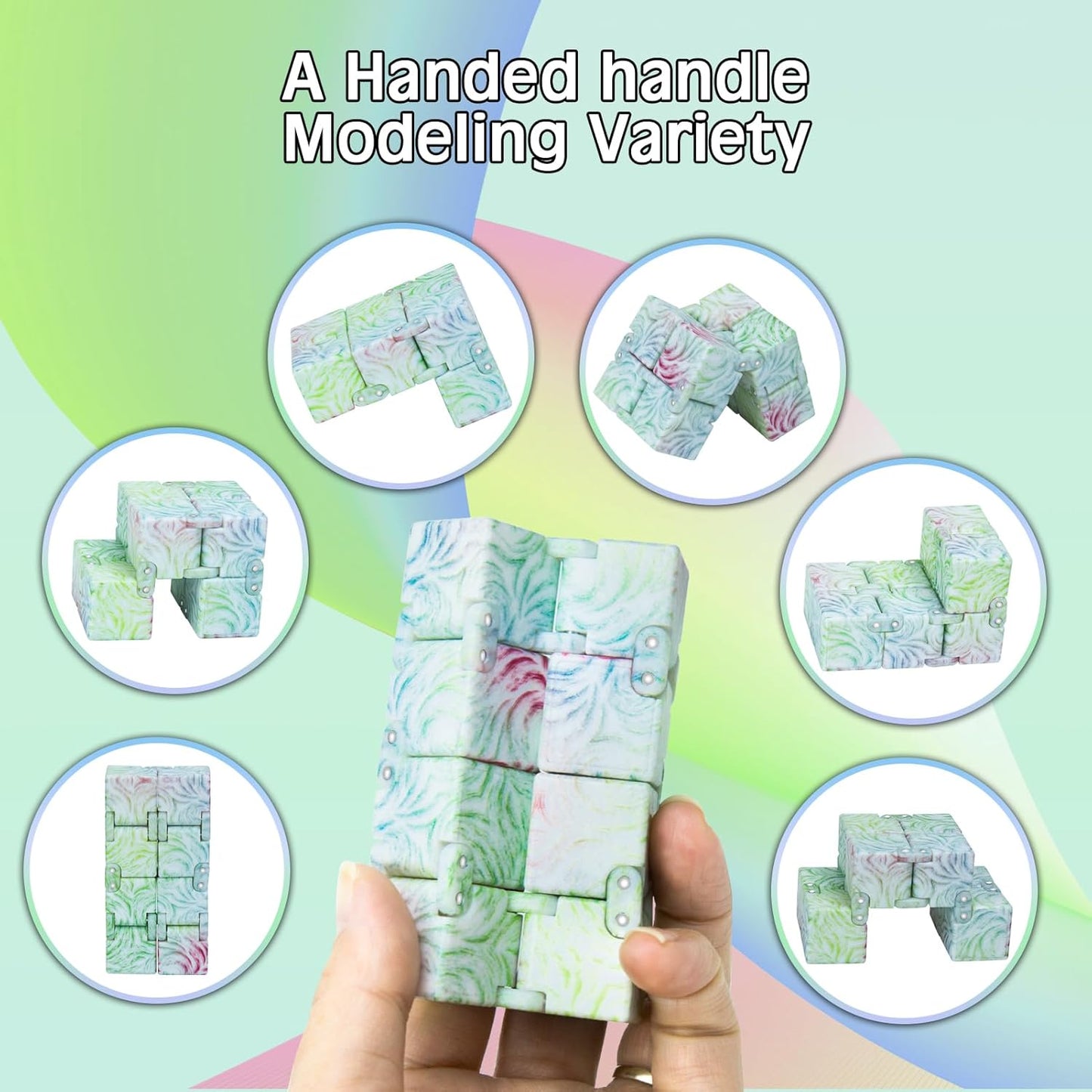 Infinitycube Fidget Toy, Unique Tie-Dye Infinitycube for Kids and Adults, Fidget Toy Relaxing Hand-Held Fidget Toy for Stress Relieve and Anxiety Relief (Rainbow)