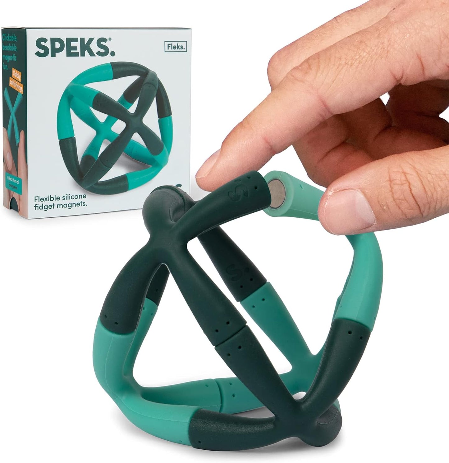 Speks Fleks Silicone 6-Piece Building Set - Evergreen - Fun Desk Toy for Adults