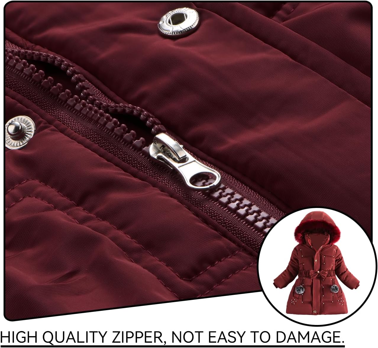 Girls Winter Dress Coats Faux Fur Hooded Fleece Jackets Waterproof Parka Outwear