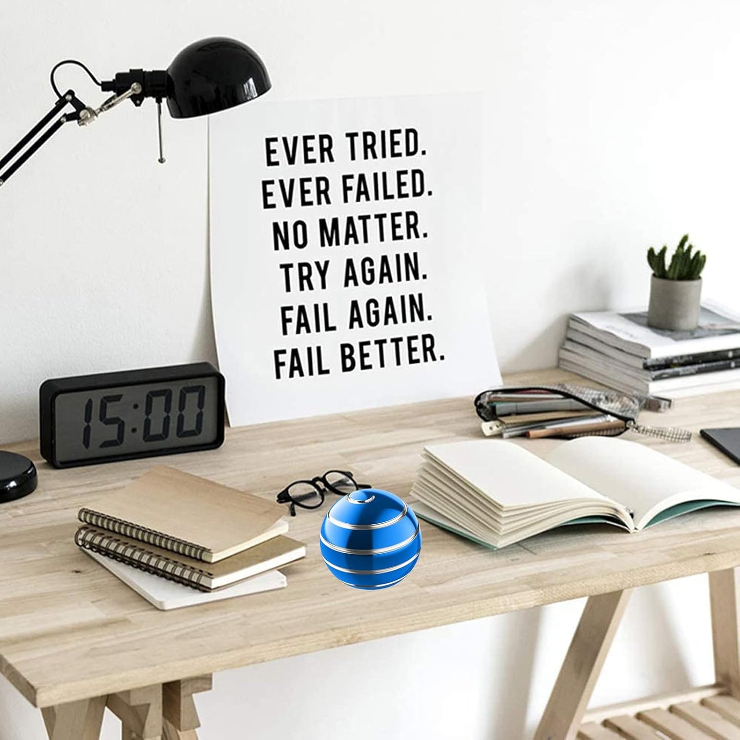 Kinetic Spinning Desk Toy Ball, 2.17'' Fidget Spinner Desk Toys for Office for Adults, Cool Gadgets for Office Desk (55MM, Blue A)