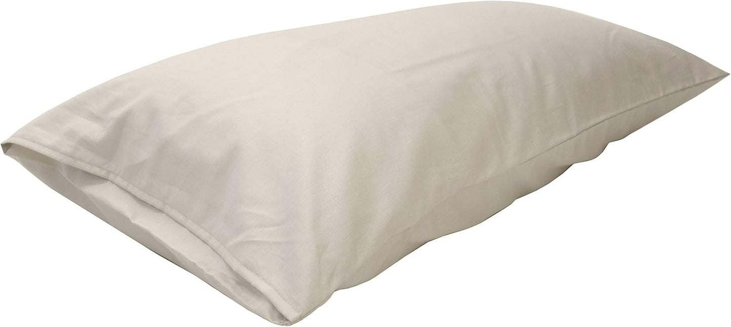 Bean Products King Organic Kapok Pillow + Natural Org Case - 20" x 36" - Organic Cotton Zippered Shell - Made in USA