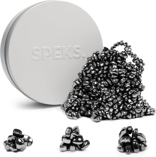 Speks Crags Ferrite Putty | Over 1,000 Smooth Ferrite Stones in a Metal Tin | Fun Quiet Fidget Toys for Adults and ADHD Desk Toys for Office | White, Large