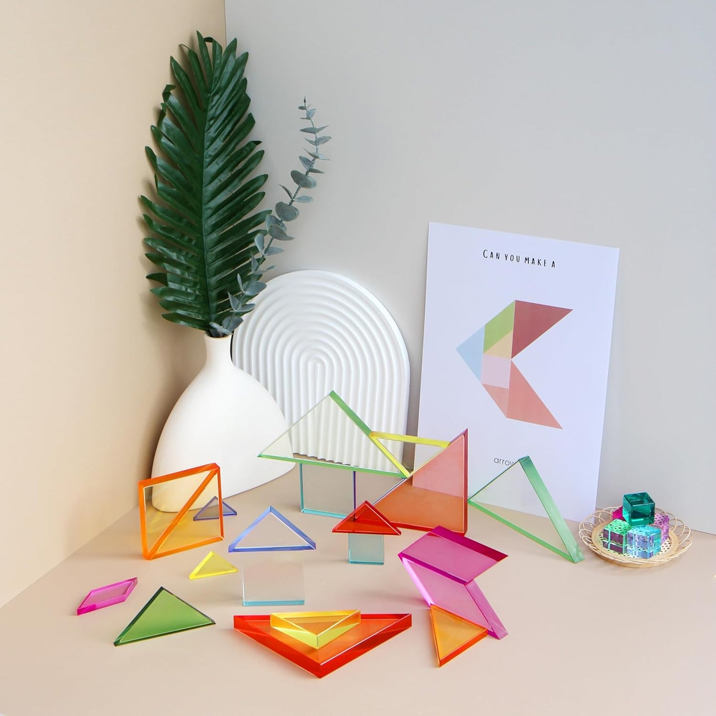 Light Experiment Loose Parts Learning Kit, Light Table Transparent Materials, STEAM Activitis for Kids 3+, Montessori & Reggio Inspired Kindergarten Preschool Classoom Accessary (Mini Size)