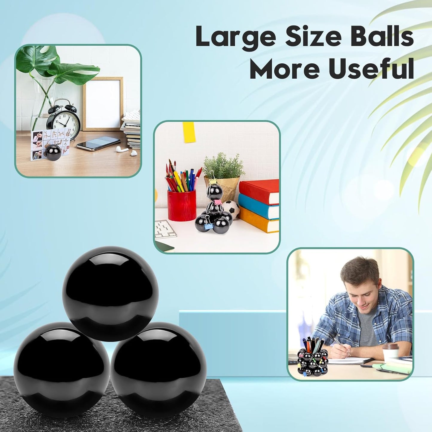 Magnetic Balls, 33mm Magnetic Fidget Balls, Magnets Balls Fidget Toys for Adults, Executive Desk Toys Gift for Stress Relief and Desk Decorations for Men, Women, Teens, Office Workers (Black, 6 Pack)…